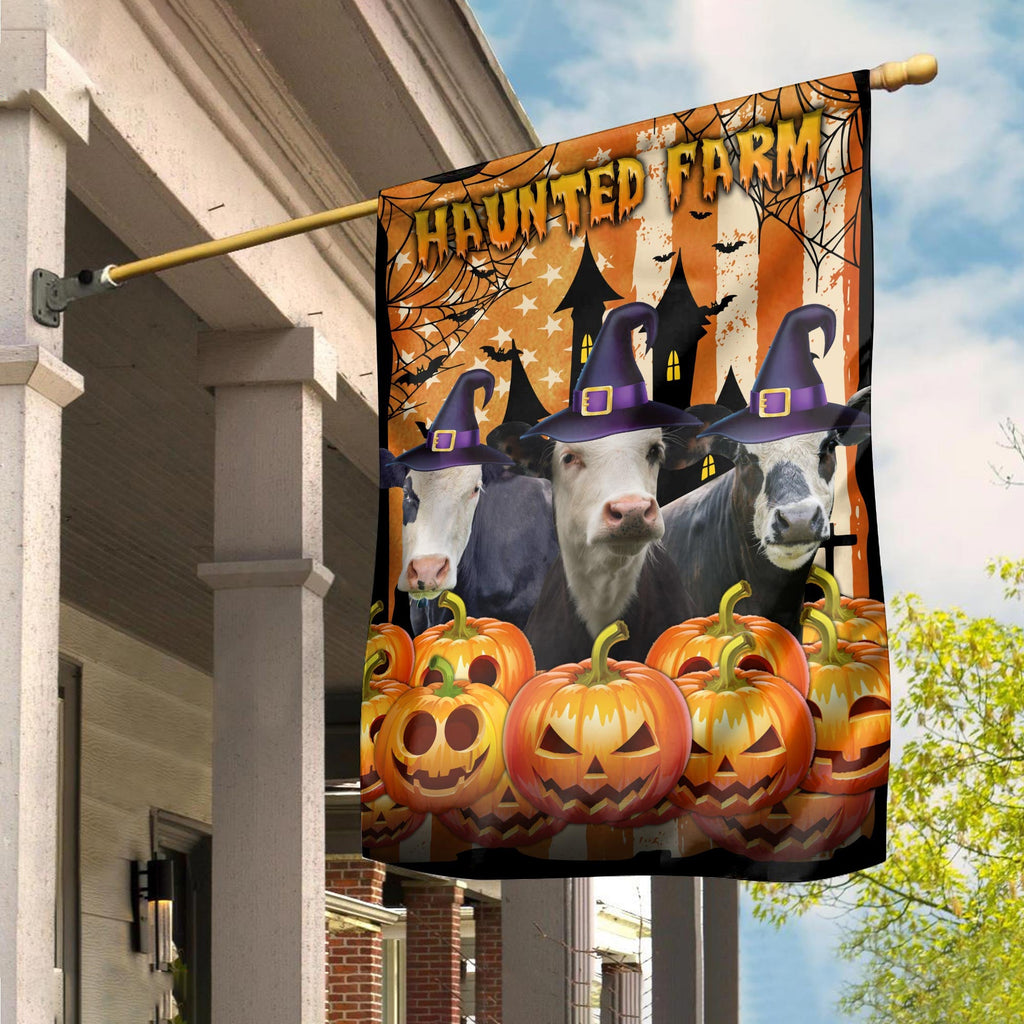 Black Baldy Cattle Haunted Farm Halloween Flag