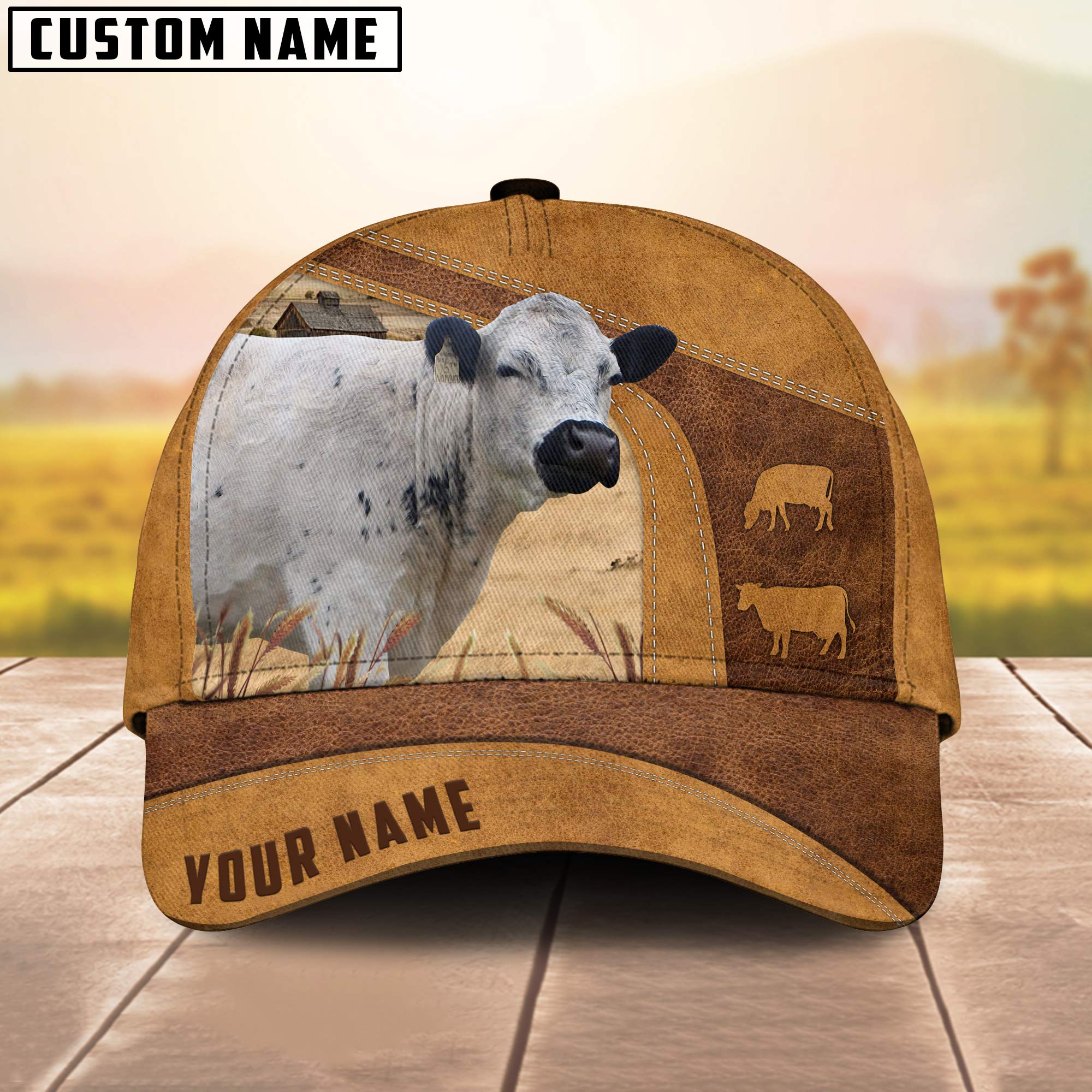 British White No Horns Custom Name Retro Cap