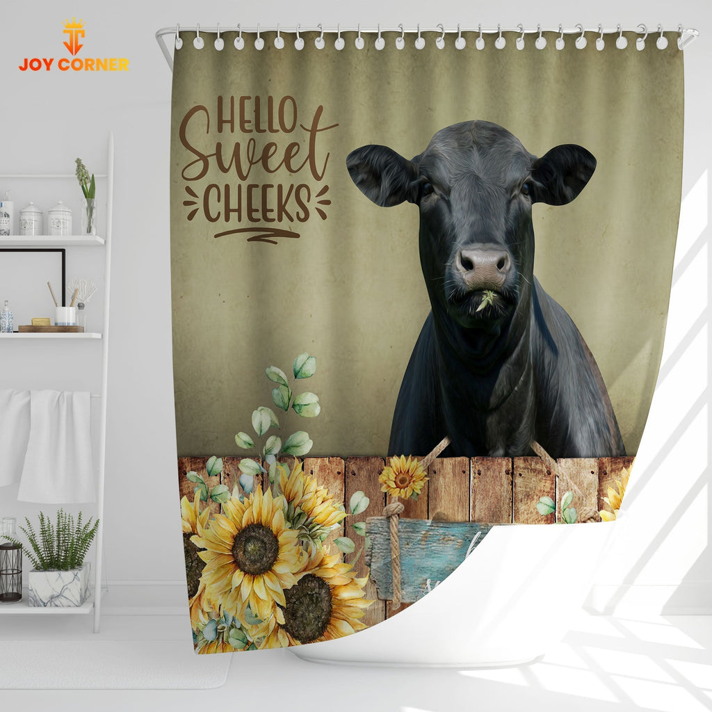 Black Angus Hello Sweet Cheeks 3D Shower Curtain