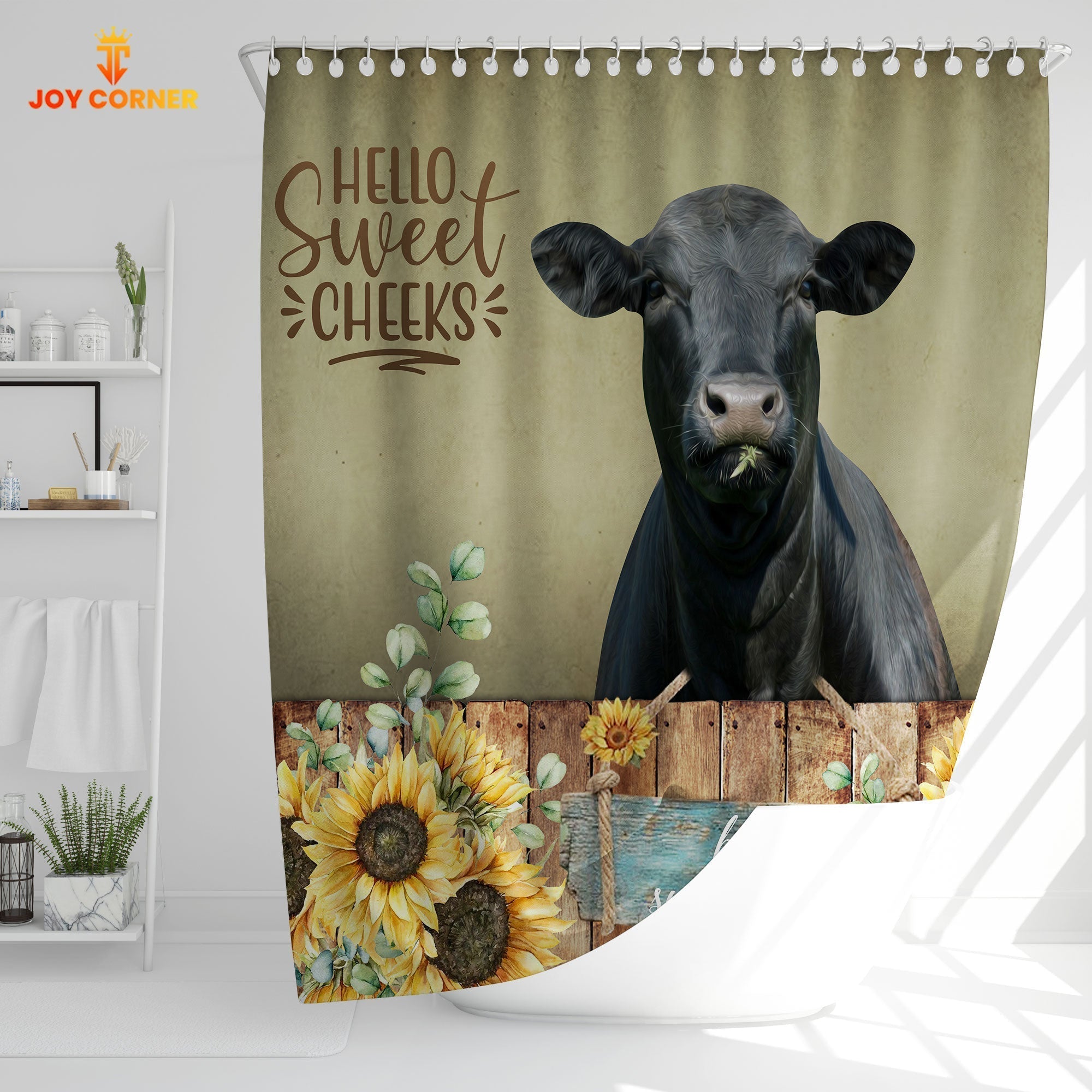 Black Angus Hello Sweet Cheeks 3D Shower Curtain