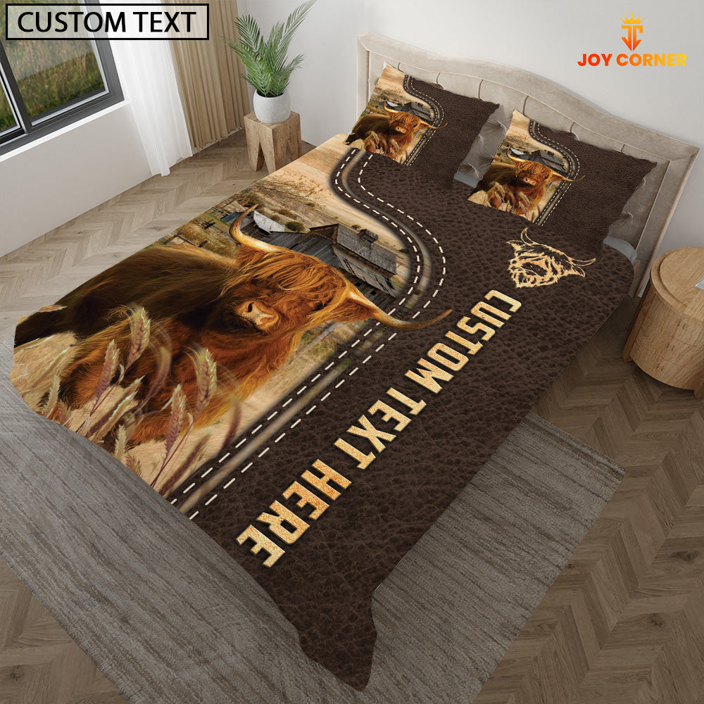 Highland Custom Text Leather Pattern Bedding set