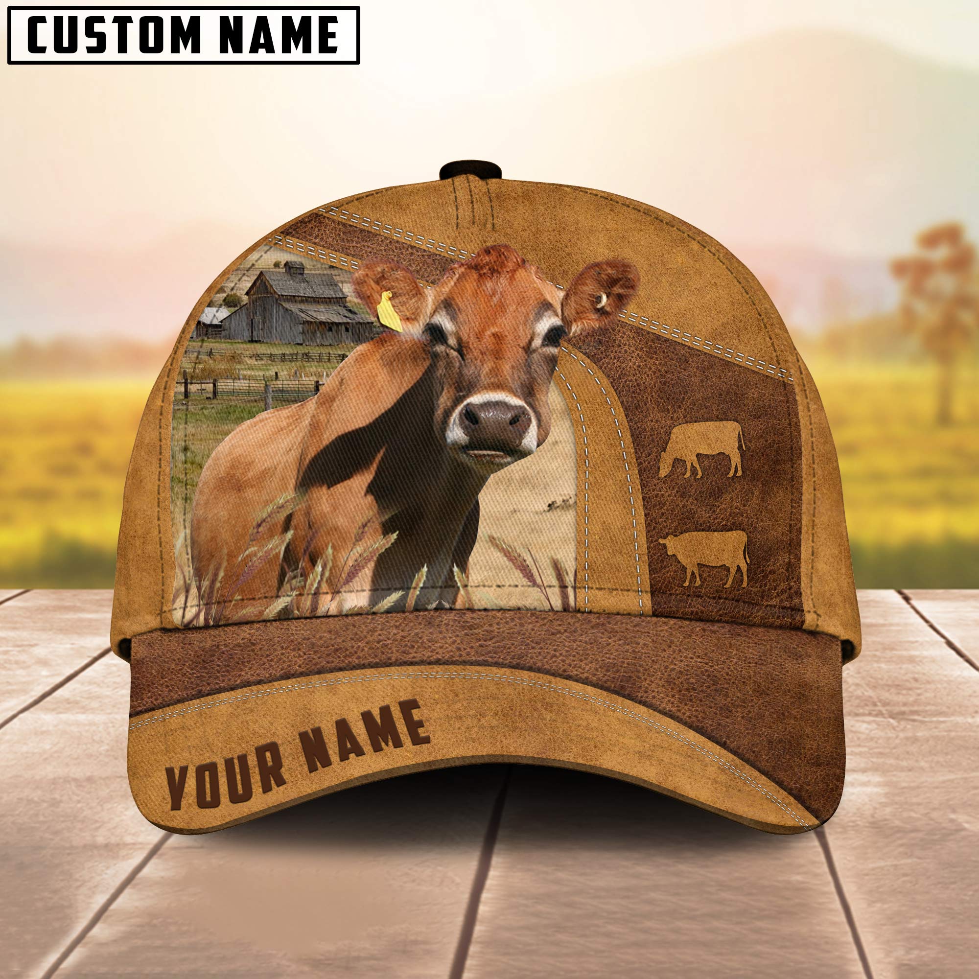 Jersey Cow No Horns Custom Name Cap