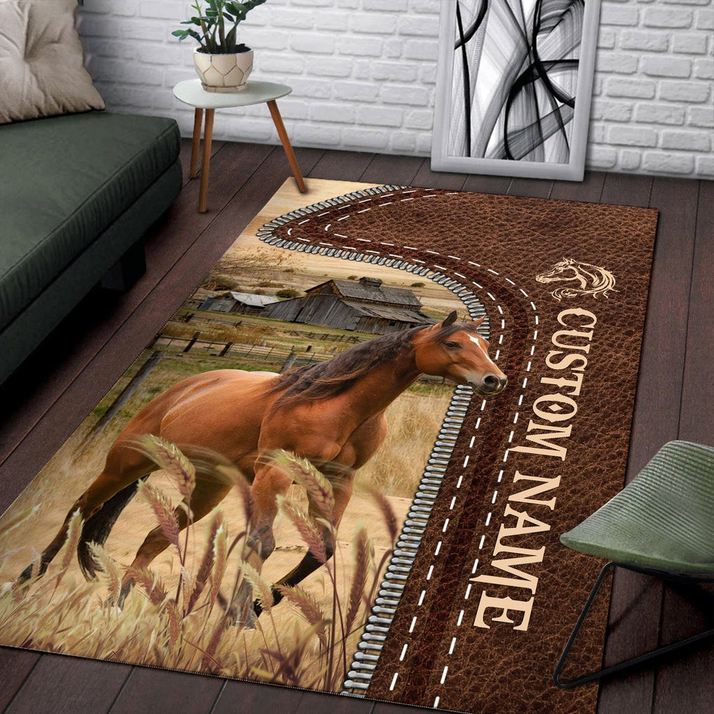 Horse Farming Personalized Name 3D Rug