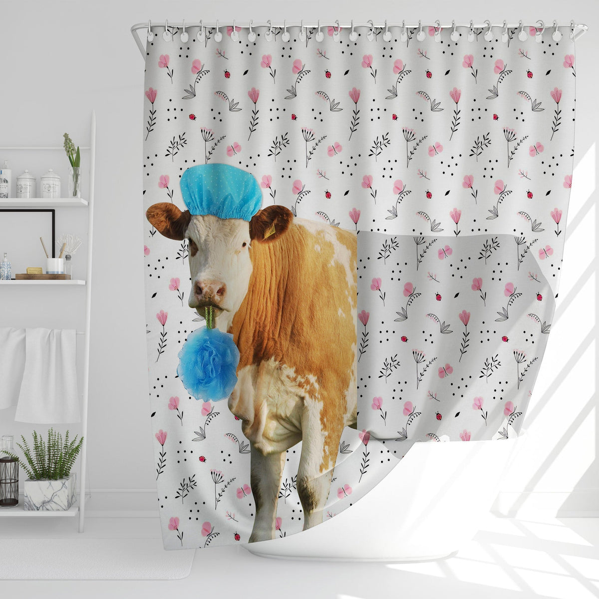 Simmental Flower 3D Shower Curtain