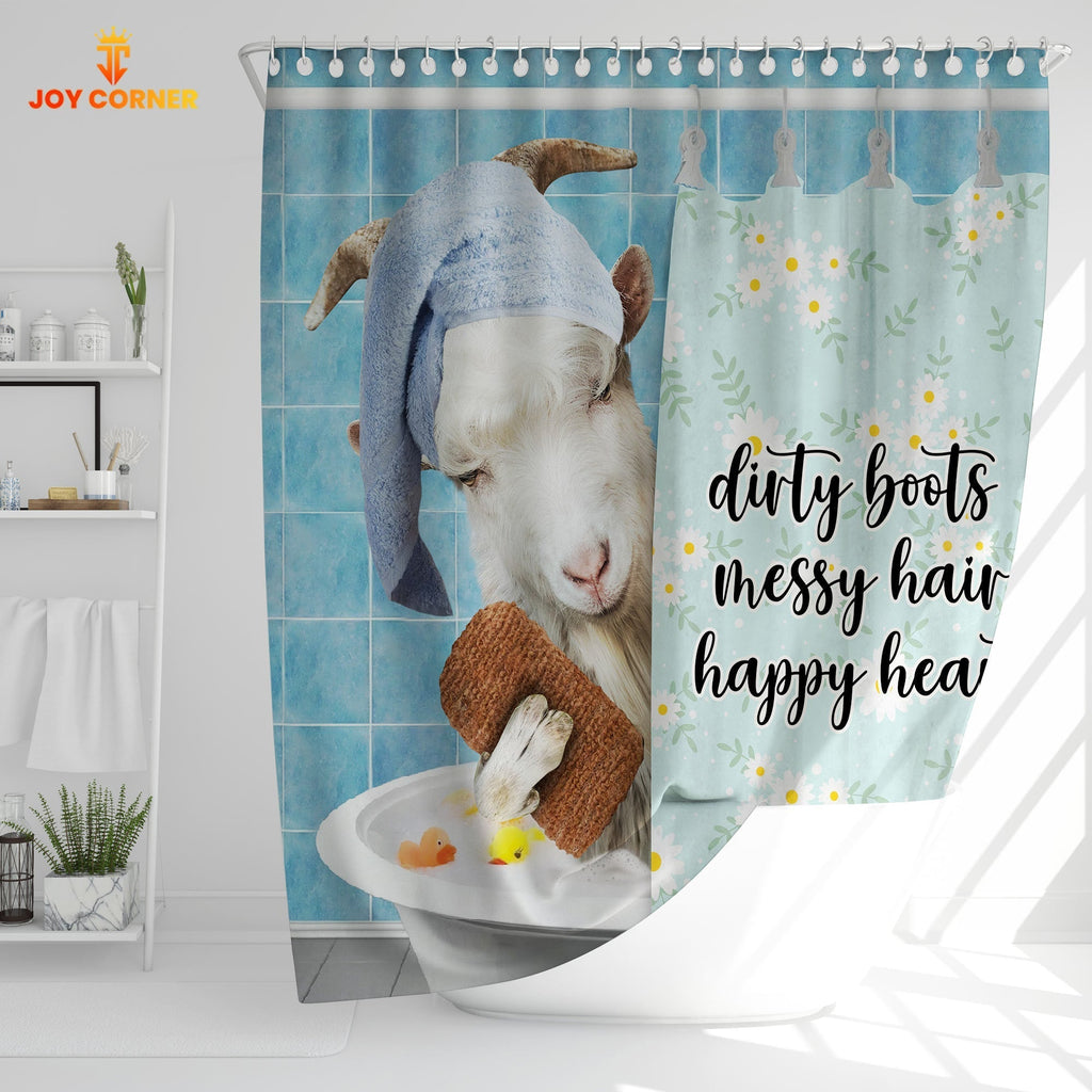 Goat Dirty Boots, Messy Hair, Happy Heart  3D Shower Curtain