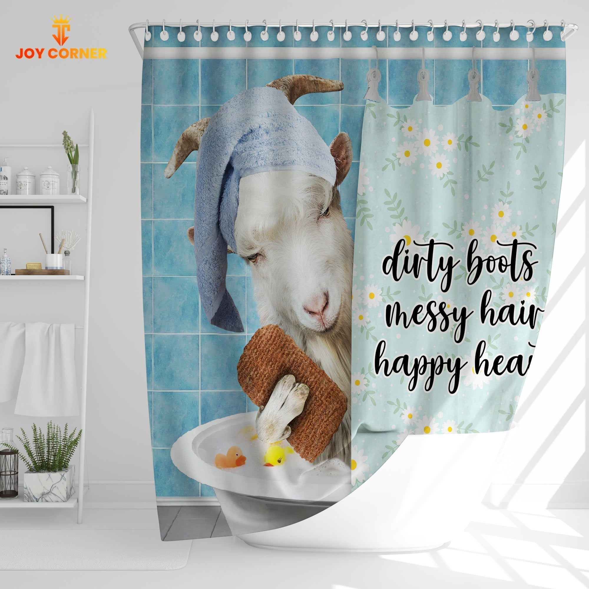 Goat Dirty Boots, Messy Hair, Happy Heart  3D Shower Curtain