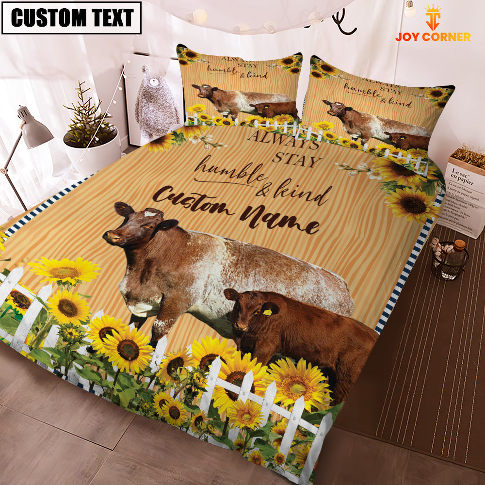 Shorthorn Stay Humble And Kind Custom Name Bedding Set