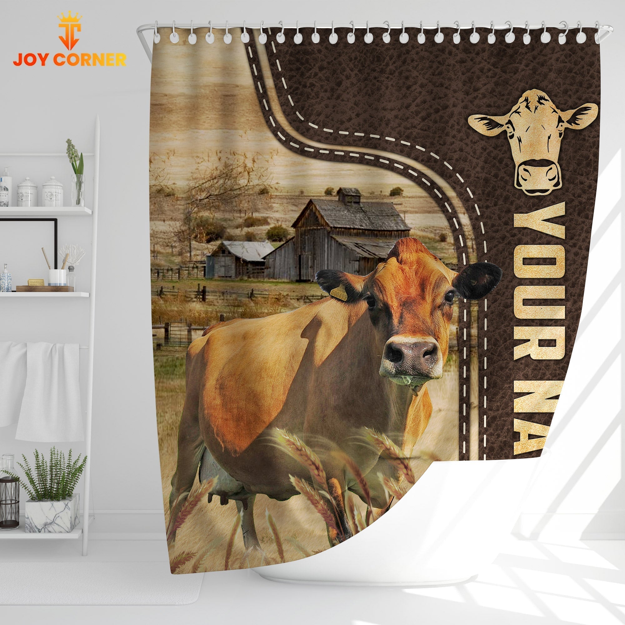 Jersey Leather Pattern Custom Name Shower Curtain