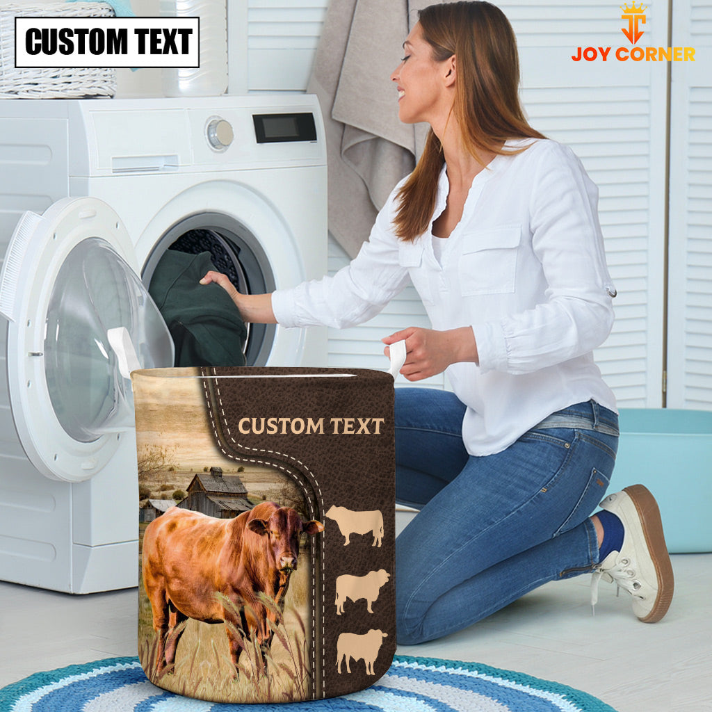 Santa Gertrudis Custom Name Leather Pattern Laundry Basket