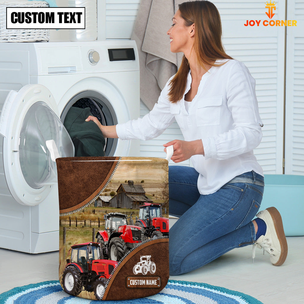 Red Tractor Custom Name Laundry Basket