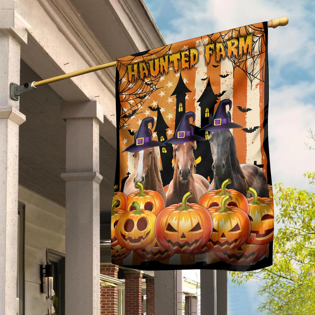 Horse Cattle Haunted Farm Halloween Flag
