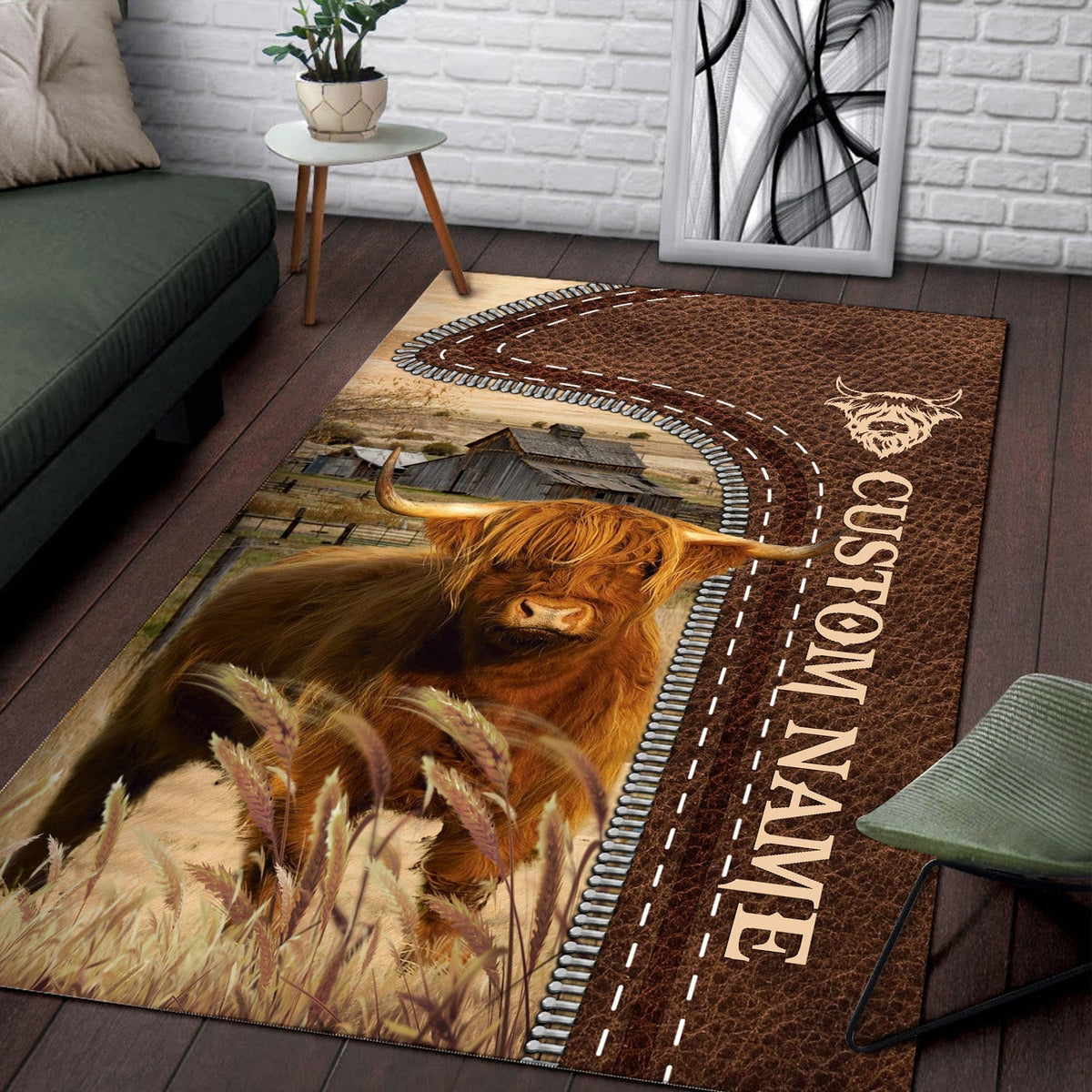 Highland Farming Personalized Name 3D Rug