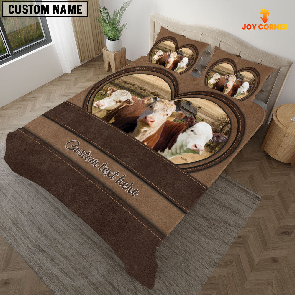 Hereford In Heart Custom Name Bedding Set