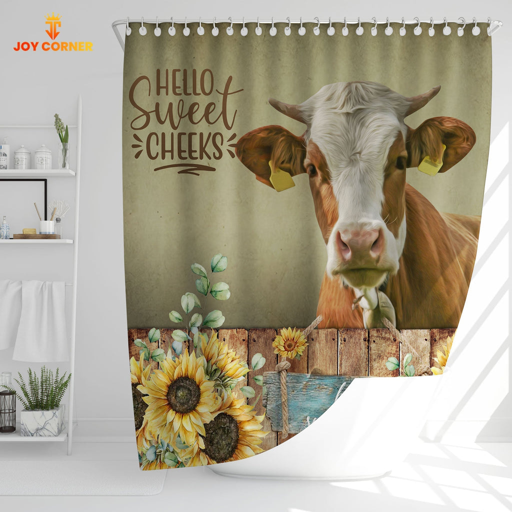 Simmental Hello Sweet Cheeks 3D Shower Curtain