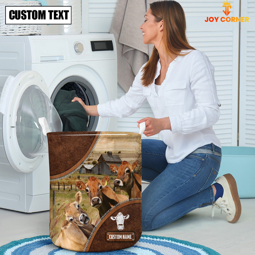 Jersey Cow Custom Name Laundry Basket
