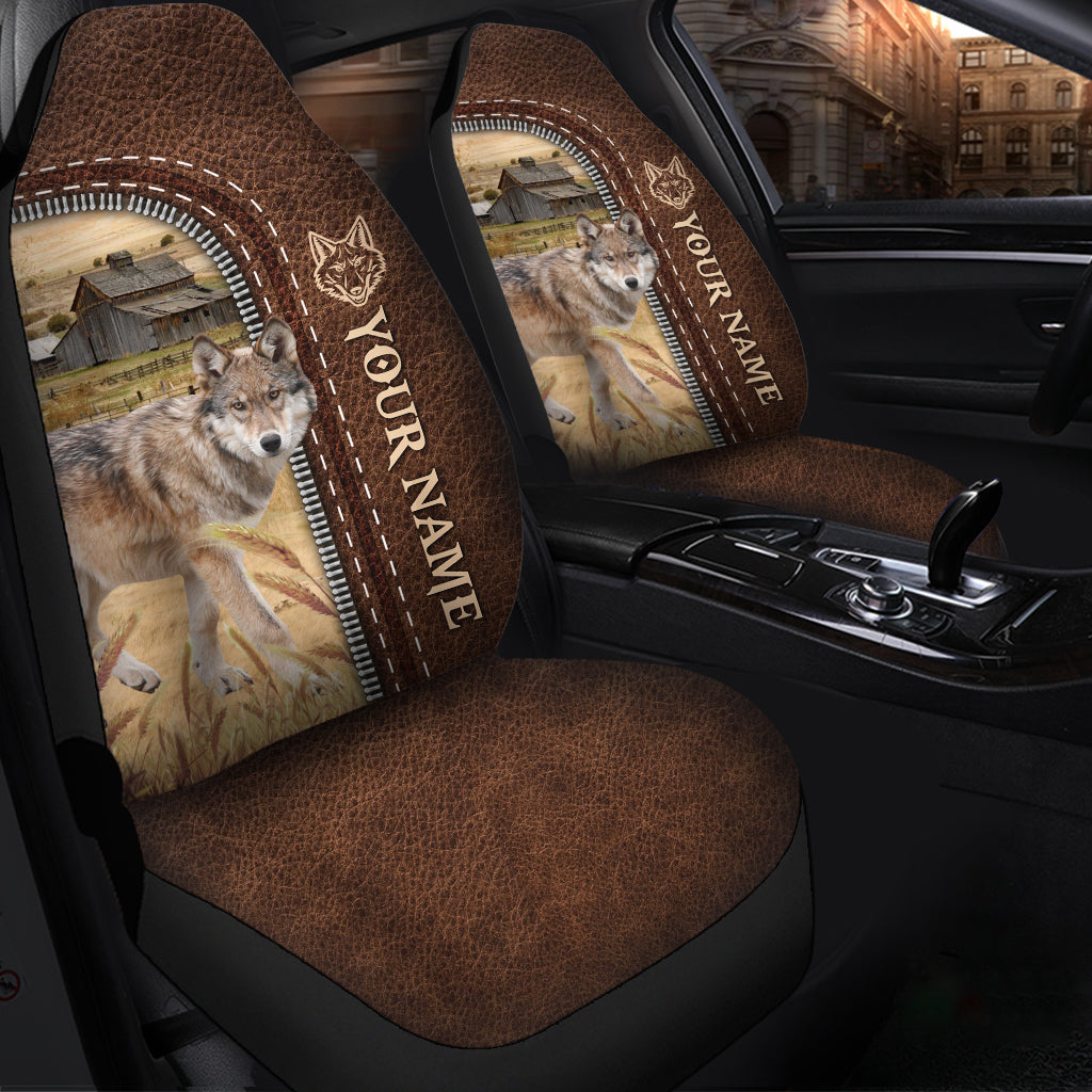 Coyotes Personalized Name Leather Pattern Car Seat Covers Universal Fit (2Pcs)