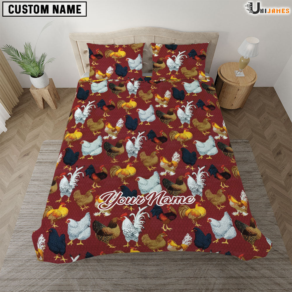 Chicken Red Pattern Custom Name Bedding Set