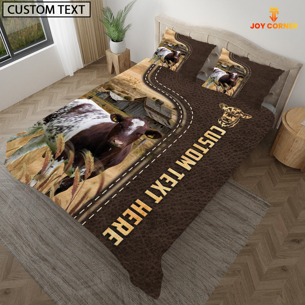 Shorthorn Custom Text Leather Pattern Bedding Set