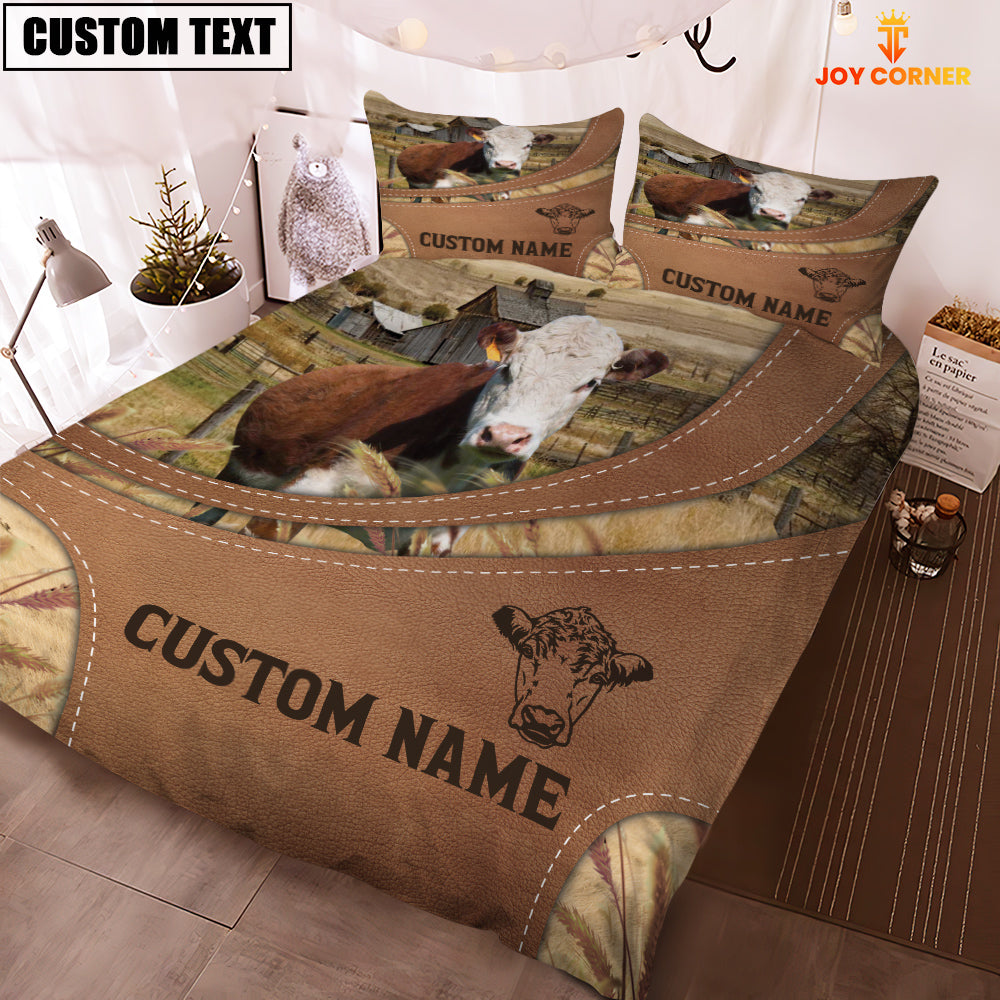 Custom Name Hereford On Farm Bedding Set