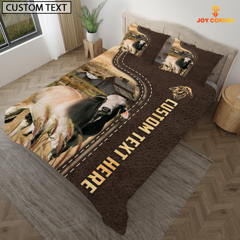 Brahman Custom Text Leather Pattern Bedding Set