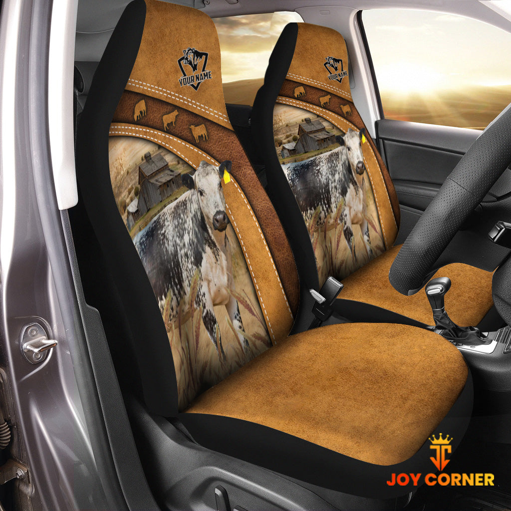 Speckle Park Pattern Customized Name 3D Car Seat Cover Set (2PCS)