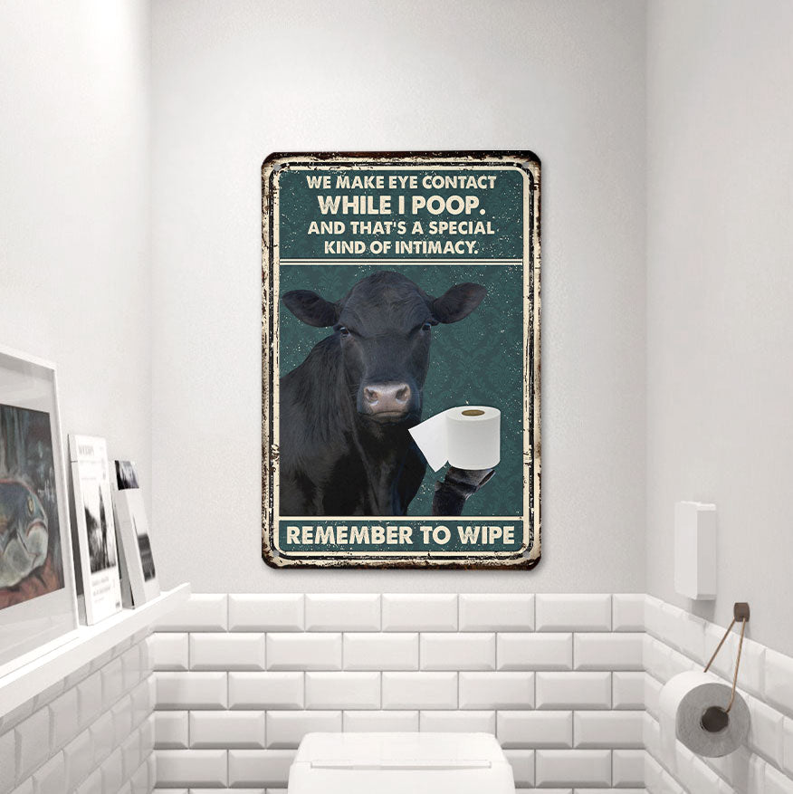 Black Angus Remember To Wipe All Printed 3D Metal Sign