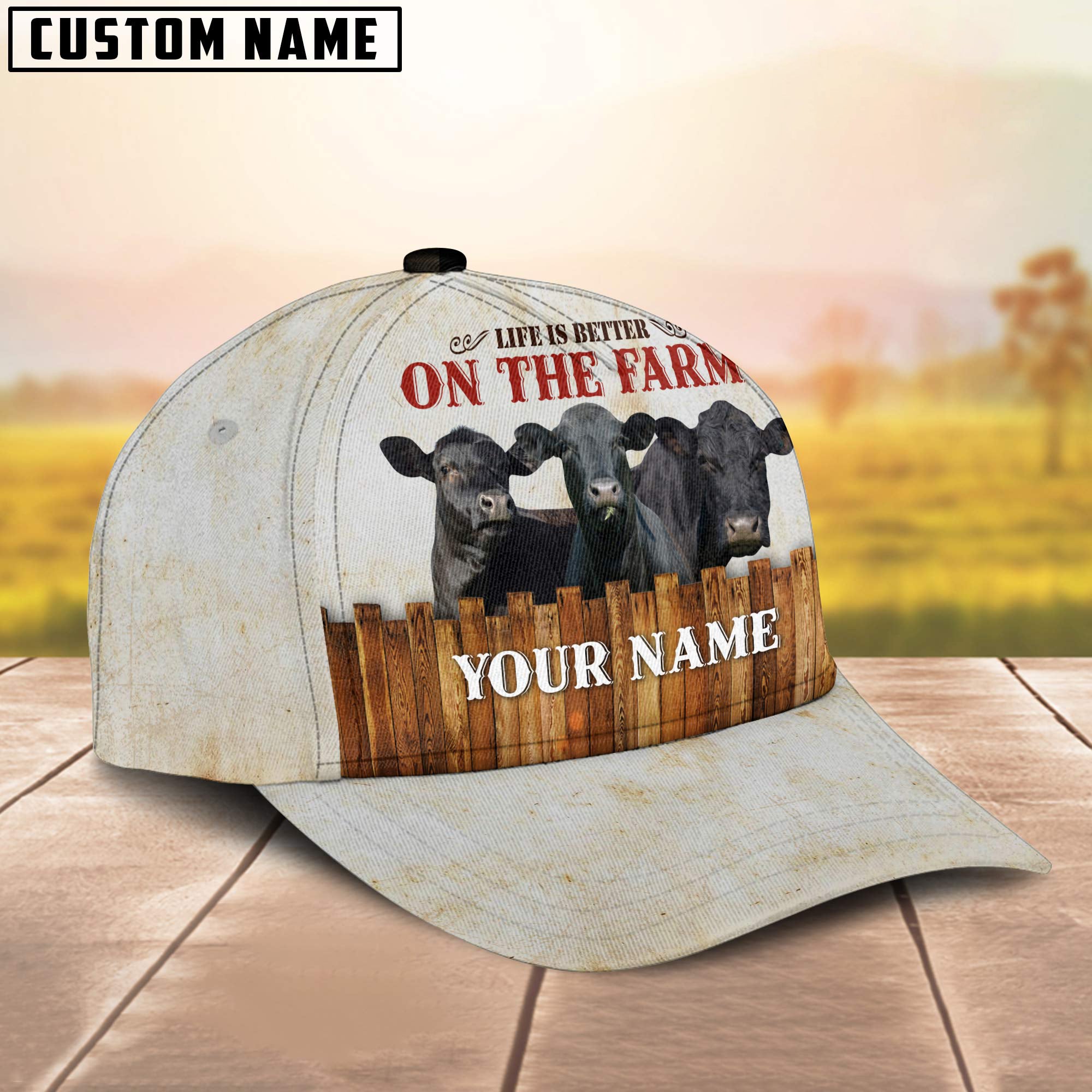 Black Angus Better On The Farm Customized Name Cap