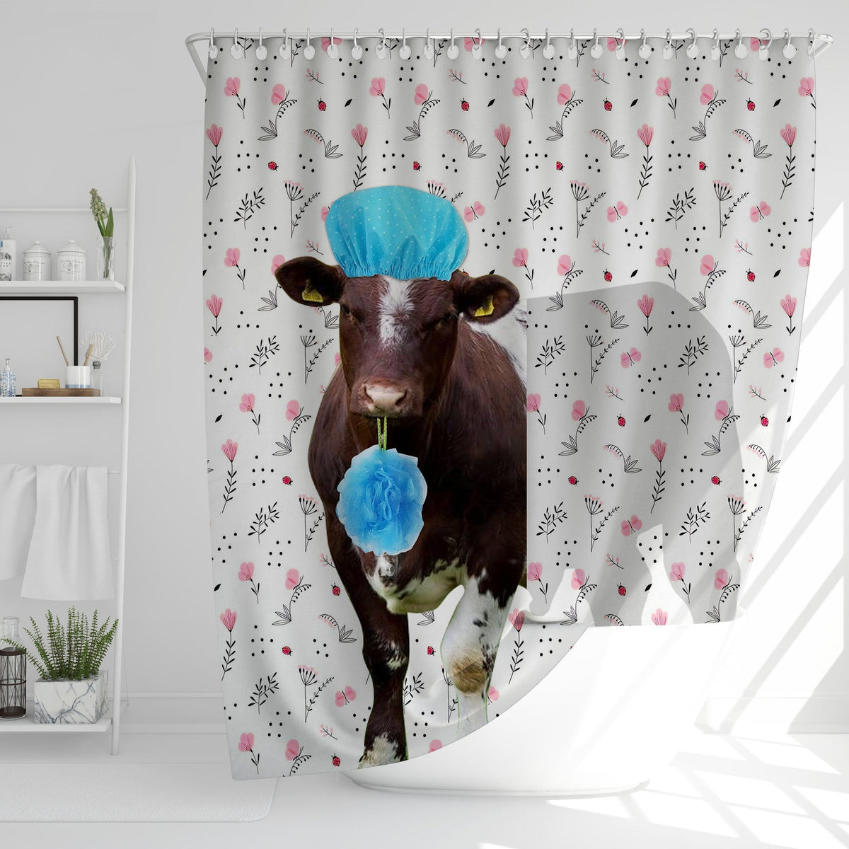 Shorthorn Flower 3D Shower Curtain