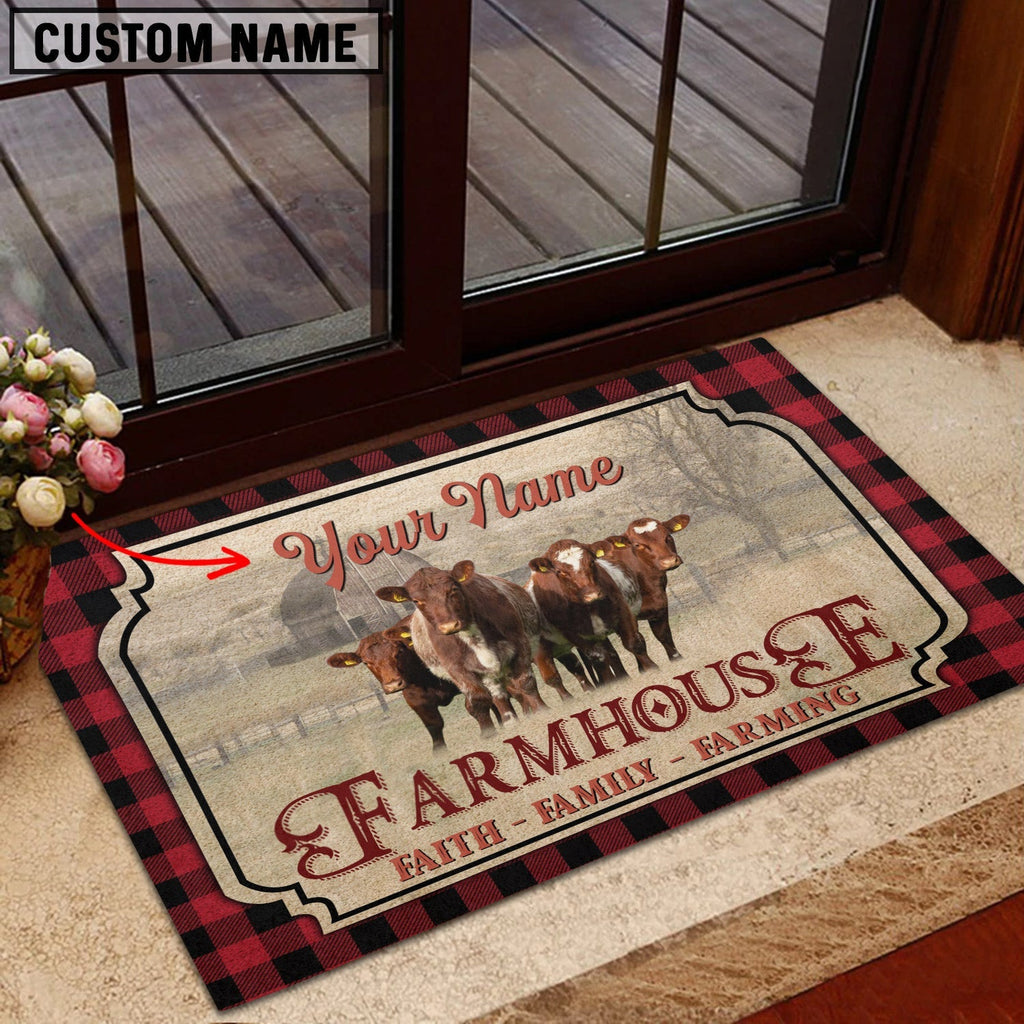 Shorthorn Faith Family Farming Custom Name Doormat