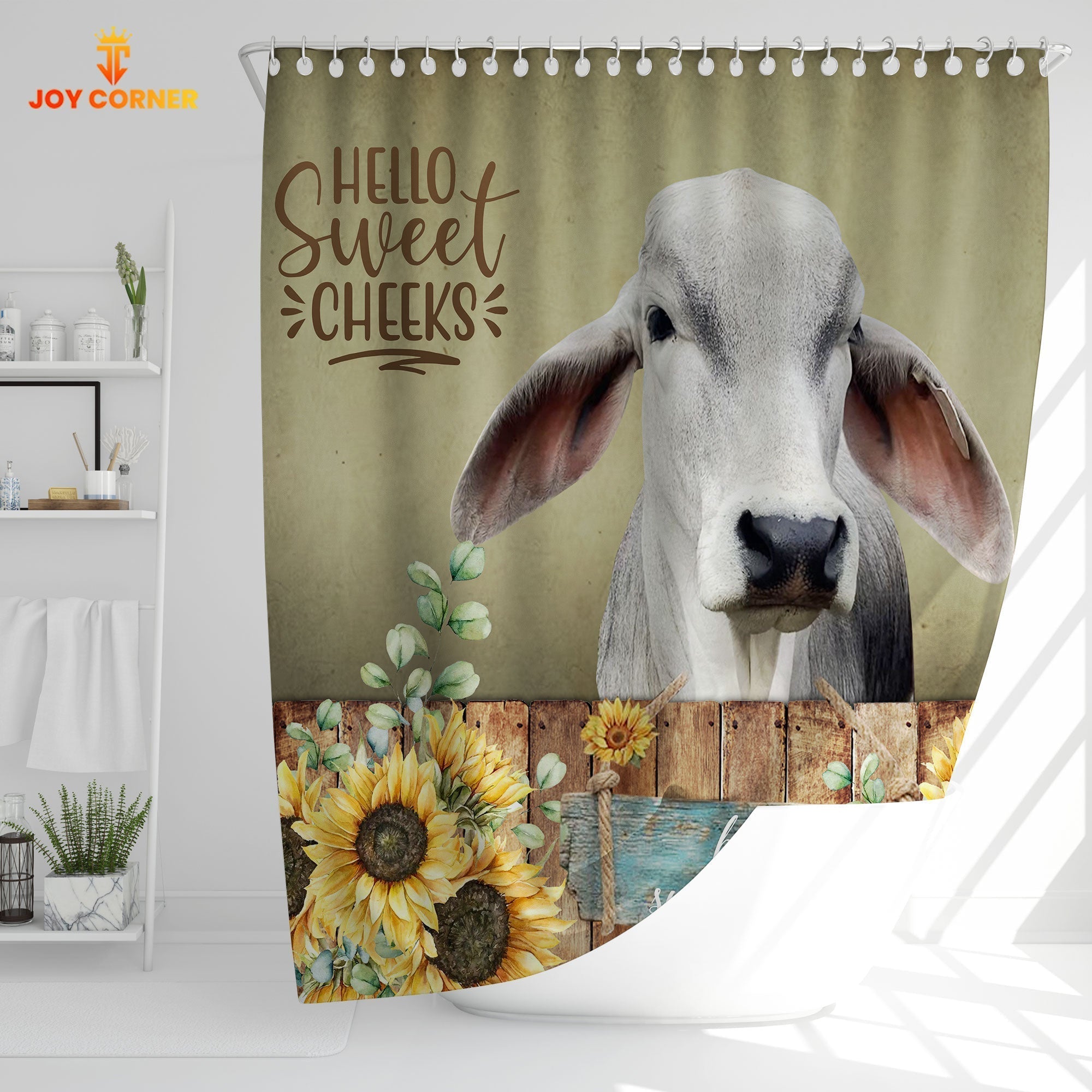 Brahman Cattle Hello Sweet Cheeks 3D Shower Curtain