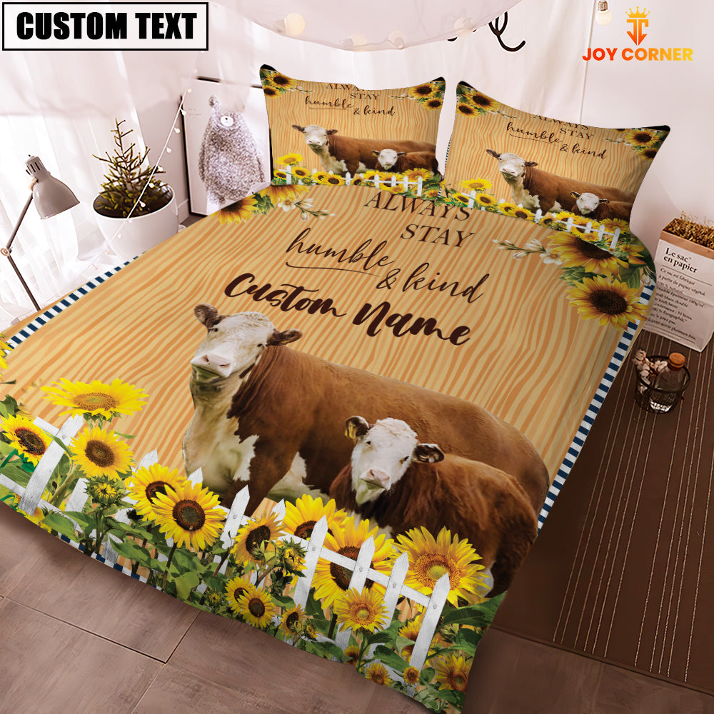 Hereford Stay Humble And Kind Custom Name Bedding Set