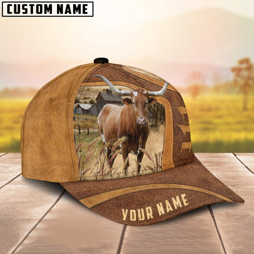 Texas Longhorn On The Farm Custom Name Cap