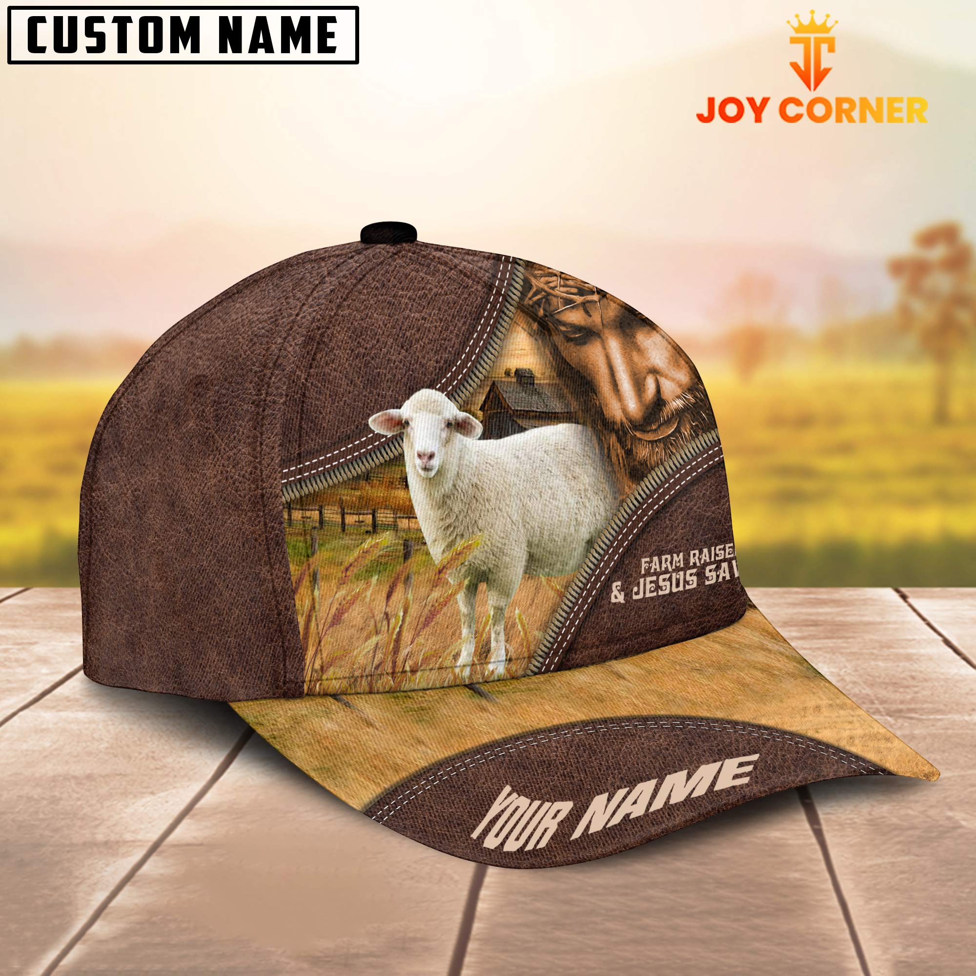 Sheep Farm & Jesus Customized Name Cap