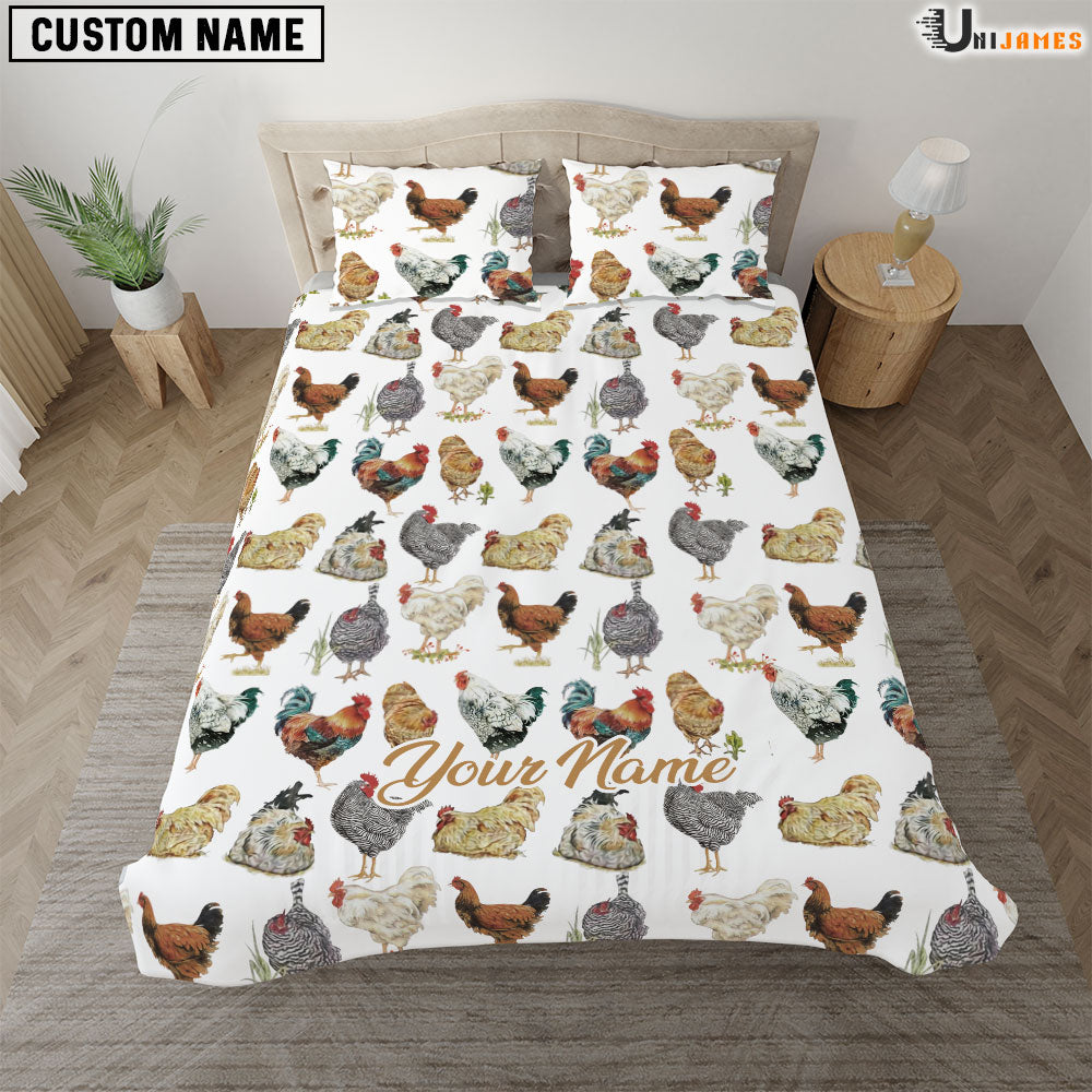 Chicken Beautiful Pattern Custom Name Bedding Set