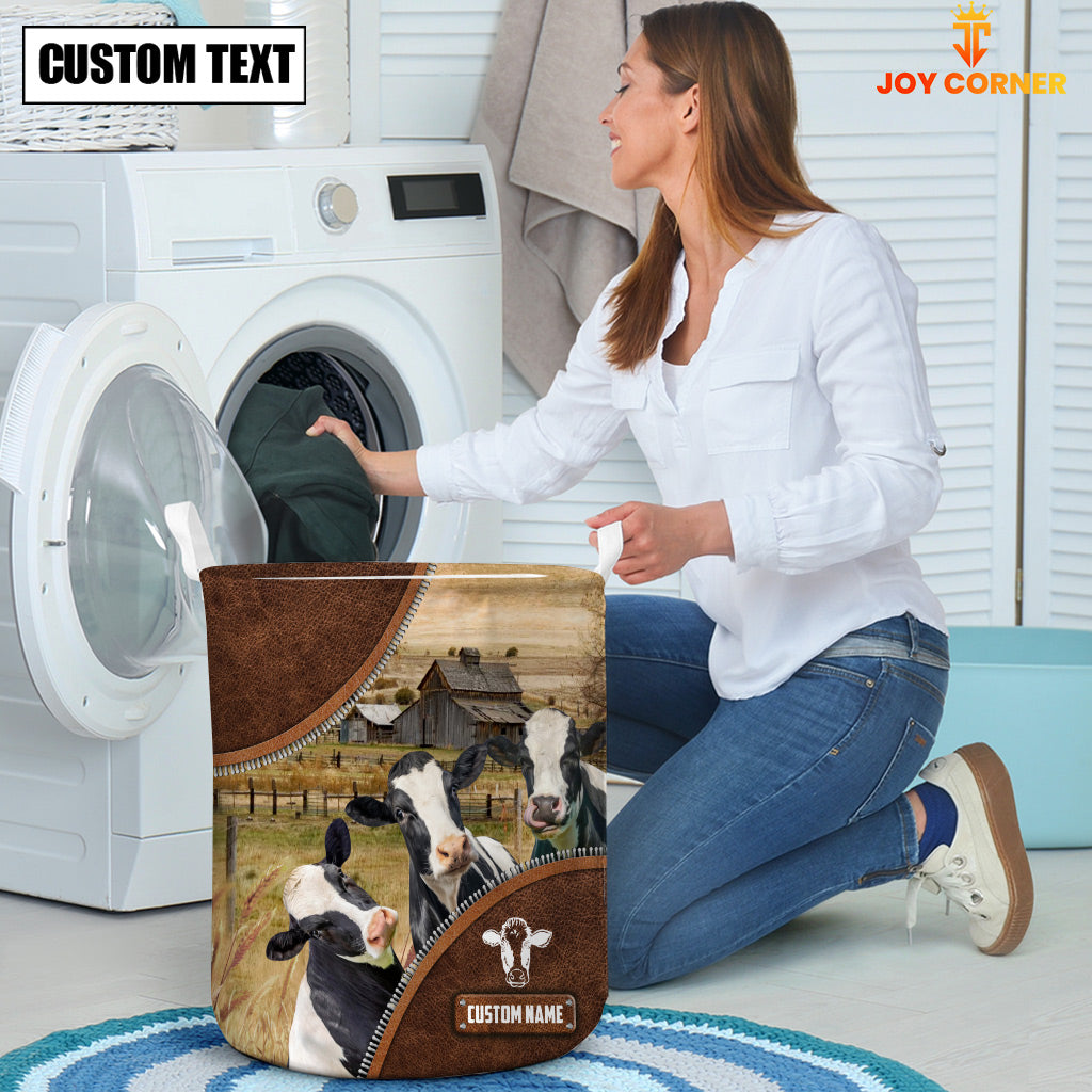 Holstein Cow Custom Name Laundry Basket