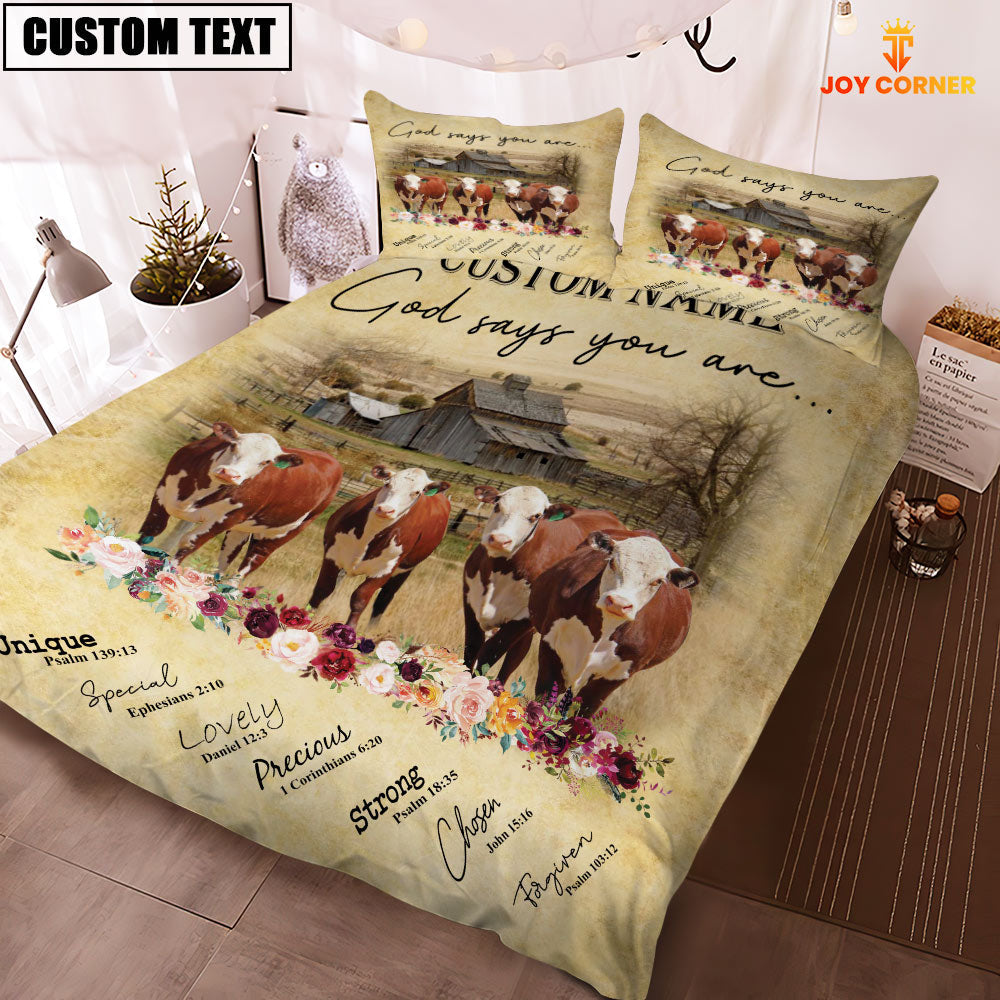 Hereford God Says You Are Custom Name Bedding Set