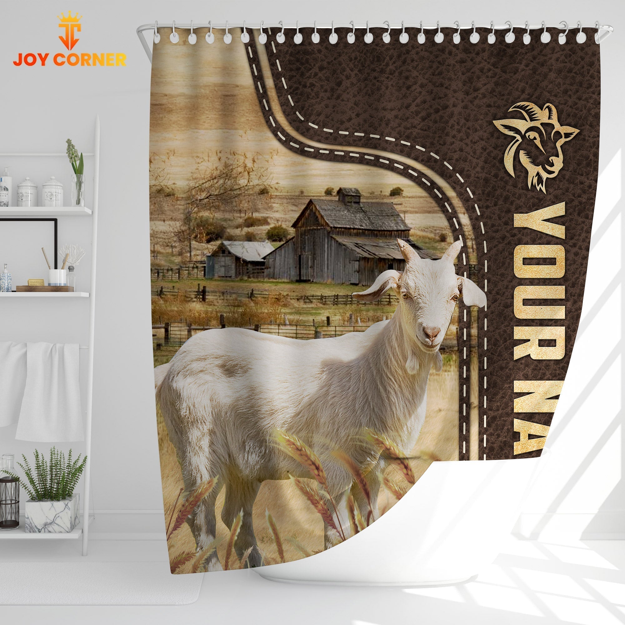 Goat Leather Pattern Custom Name Shower Curtain