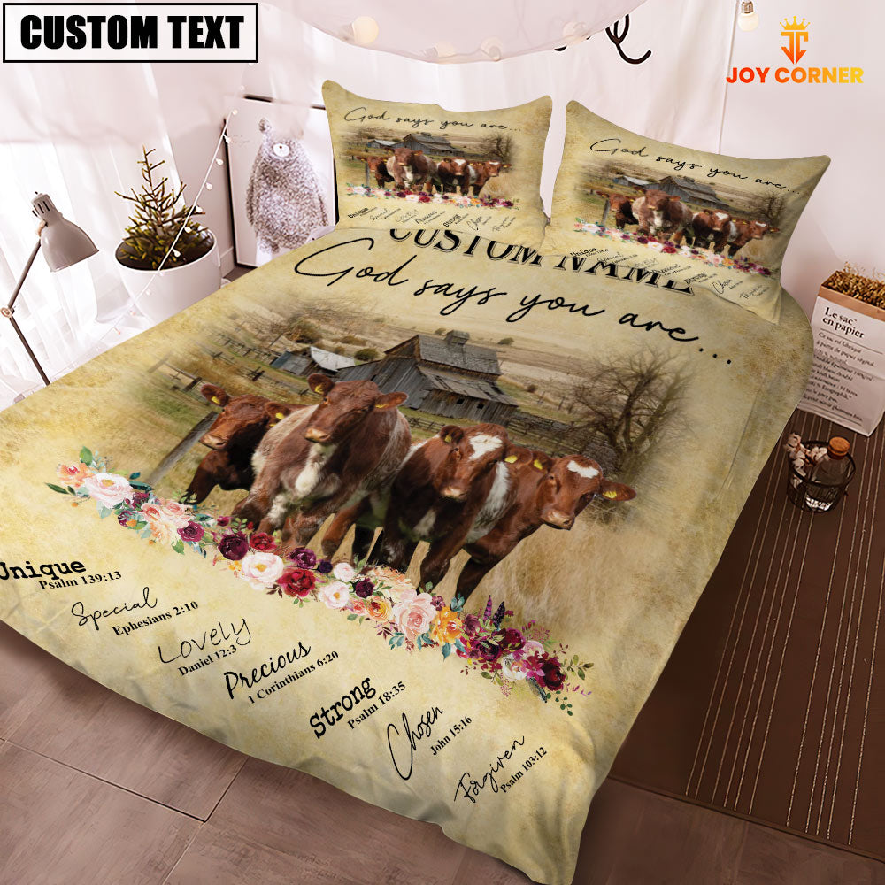 Shorthorn God Says You Are Custom Name Bedding Set