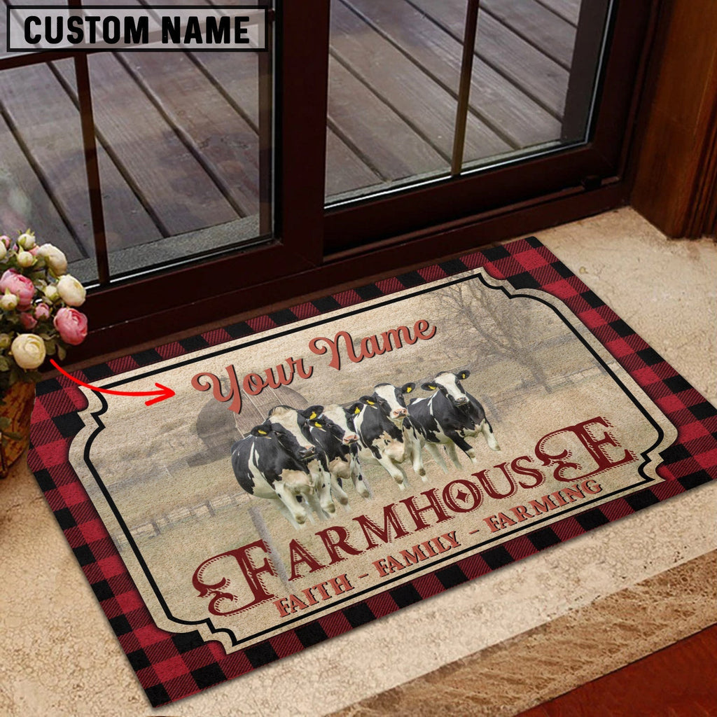 Holstein Faith Family Farming Custom Name Doormat