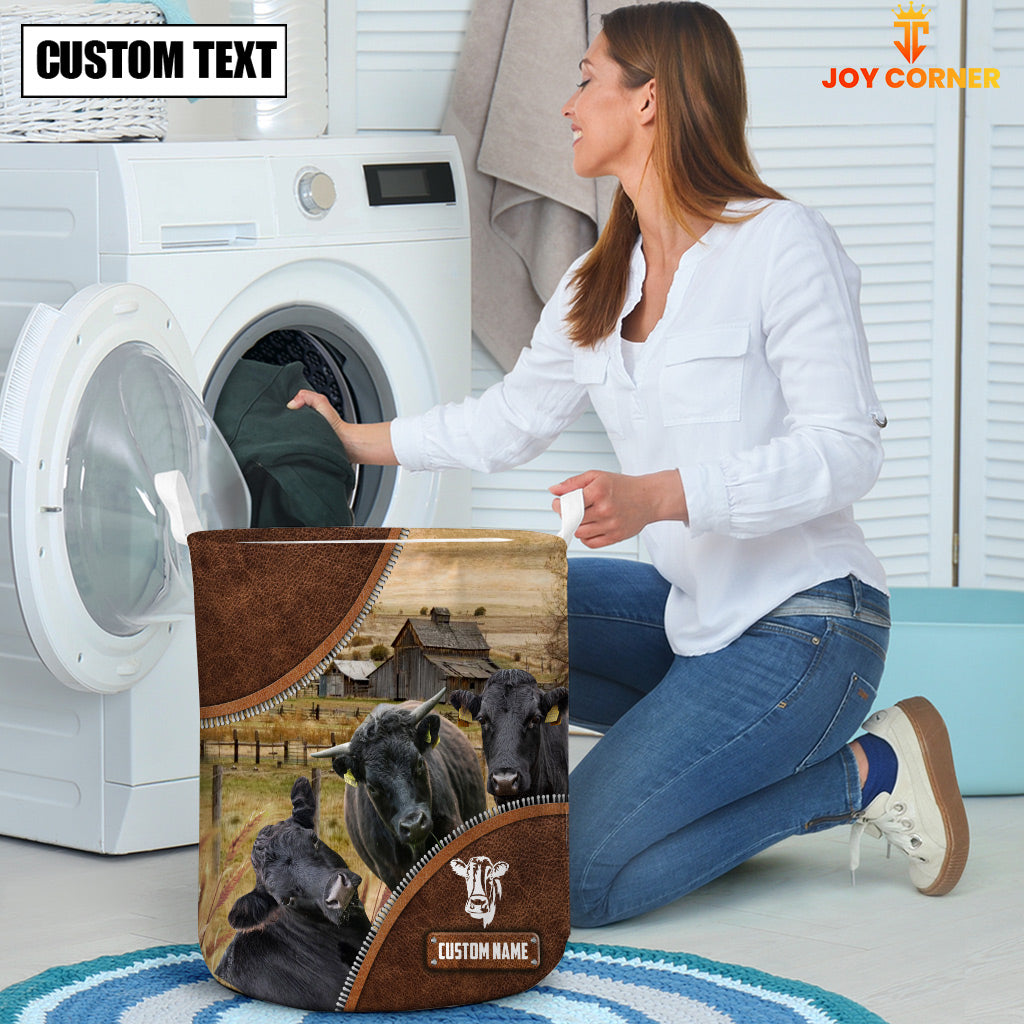 Dexter Cow Custom Name Laundry Basket