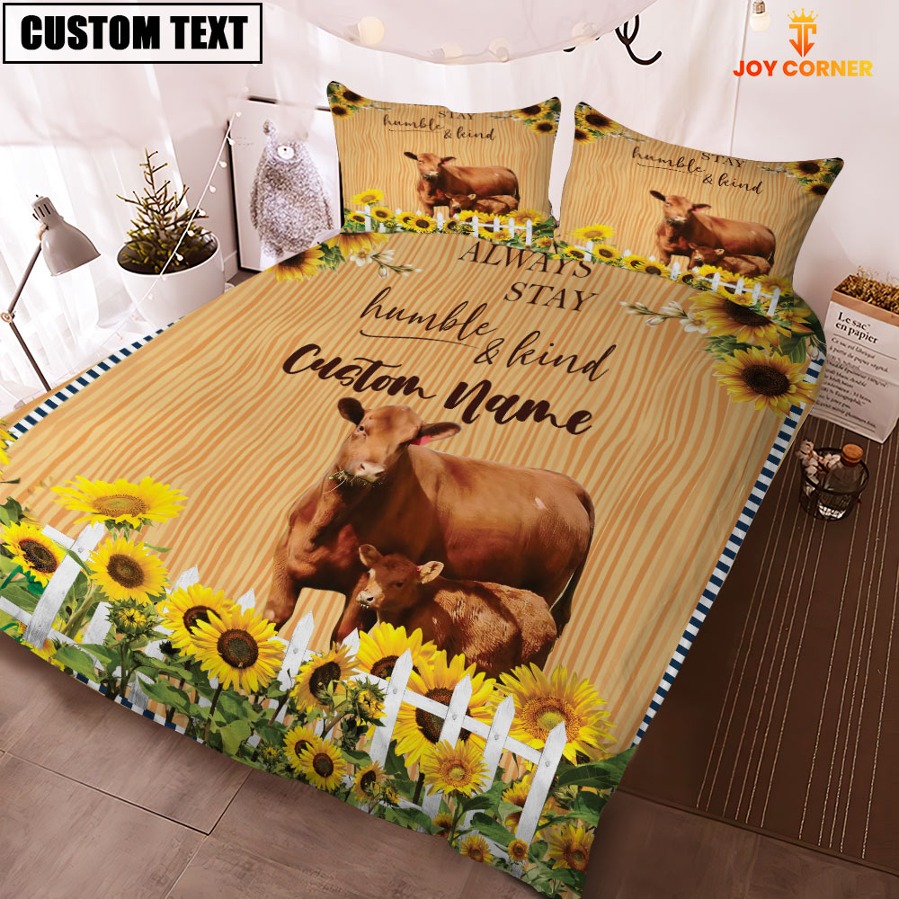 Red Angus Stay Humble And Kind Bedding Set