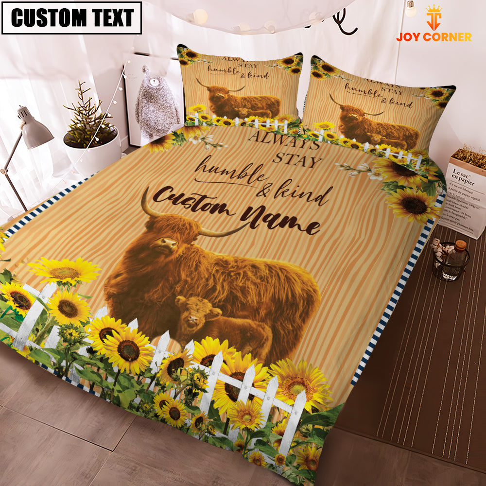 Highland Stay Humble And Kind Custom Name Bedding Set