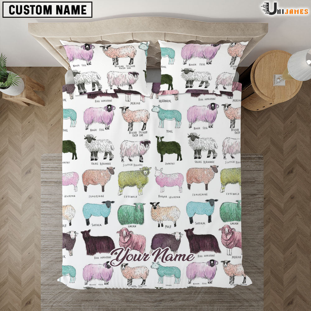 Sheep Breed Pattern Custom Name Bedding Set