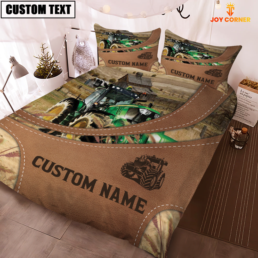 Custom Name Tractor On Farm Bedding Set