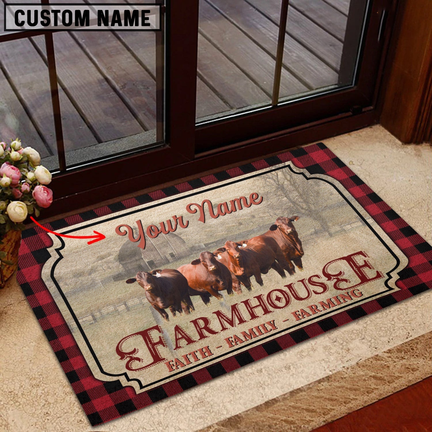 Santa Gertrudis Faith Family Farming Custom Name Doormat