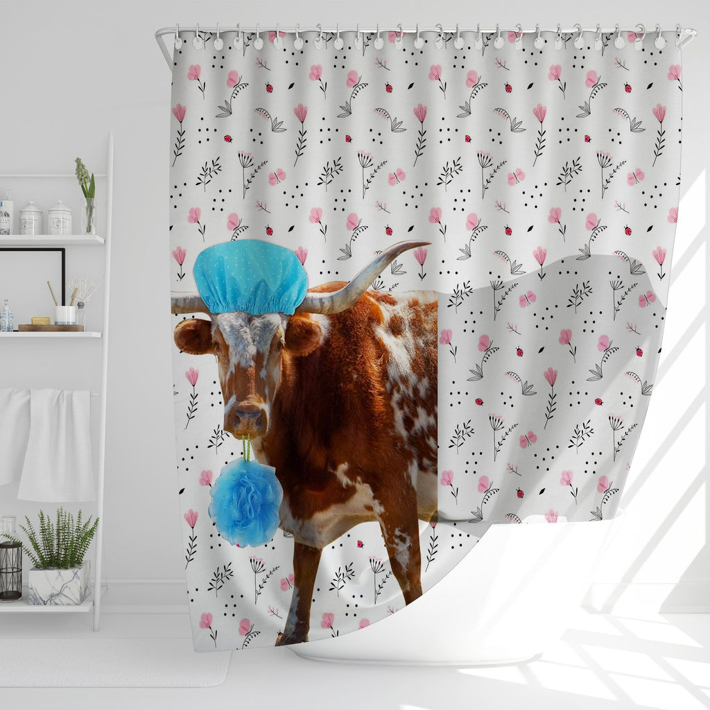 Texas Longhorn Flower 3D Shower Curtain