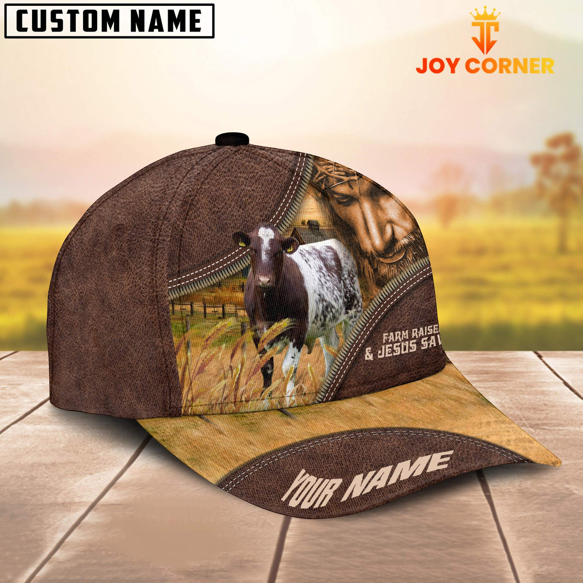 Shorthorn Farm & Jesus Customized Name Cap