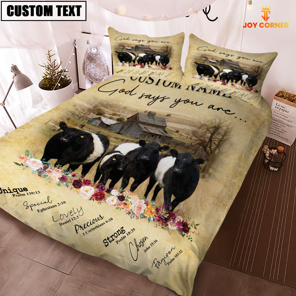 Belted Galloway God Says You Are Custom Name Bedding Set