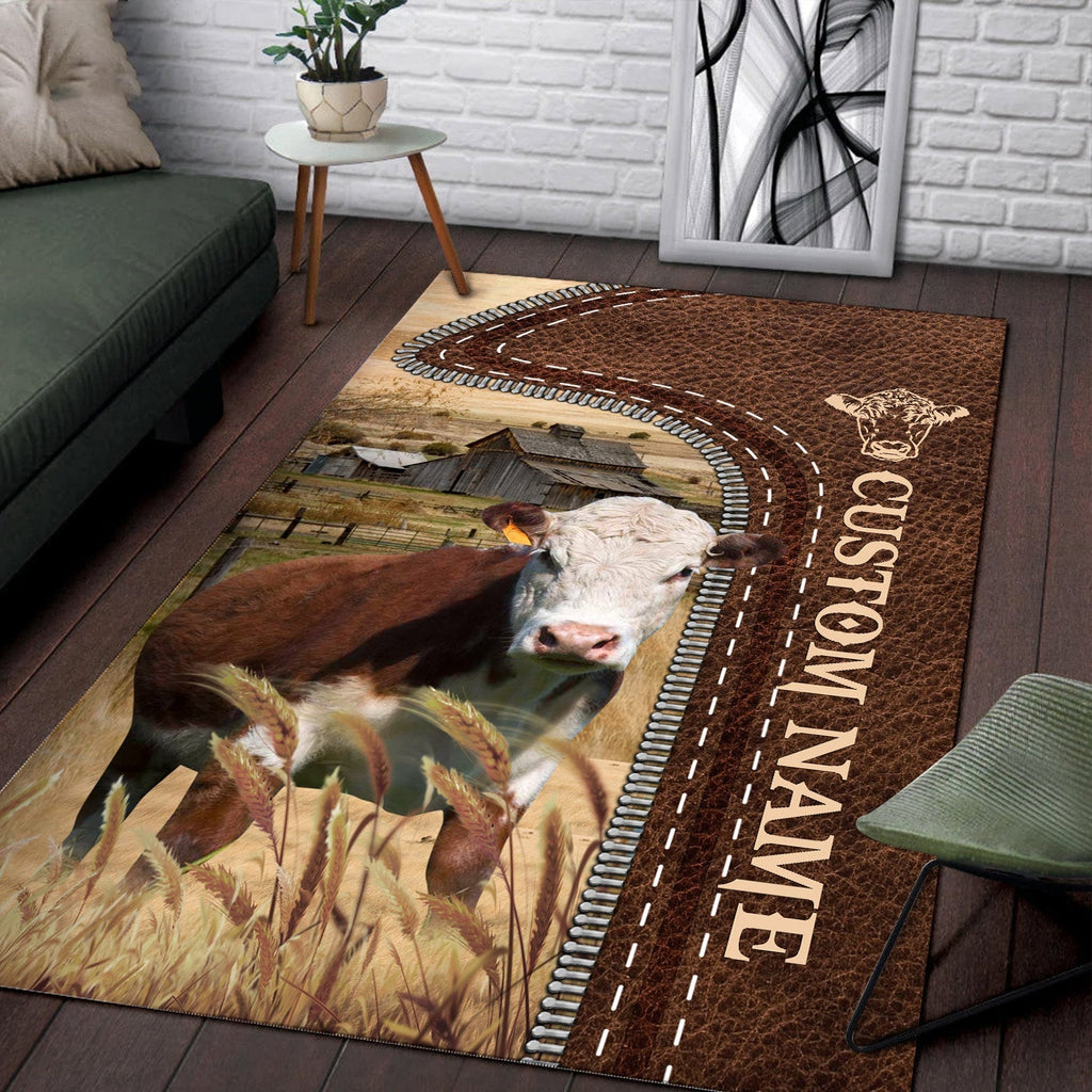Hereford Farming Personalized Name 3D Rug