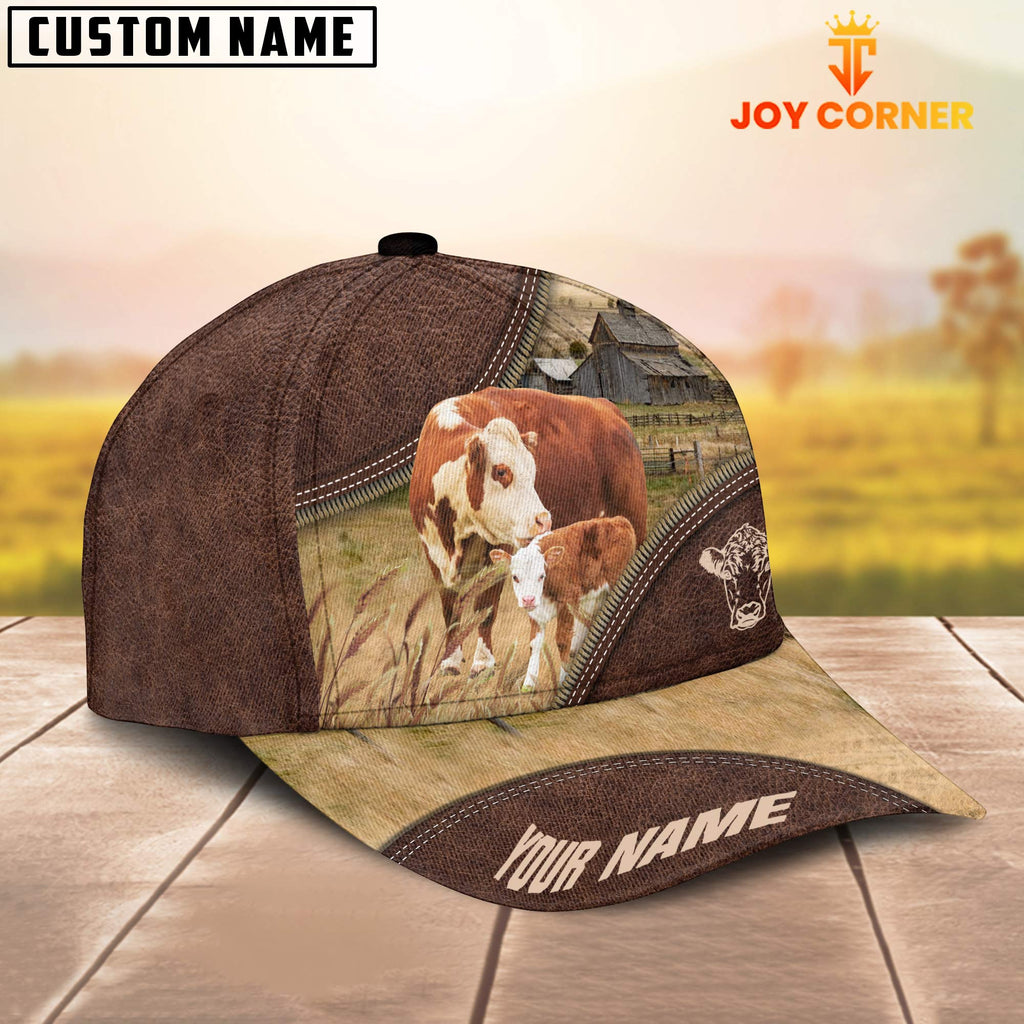 Hereford On The Farm Customized Name 3D Brown Cap